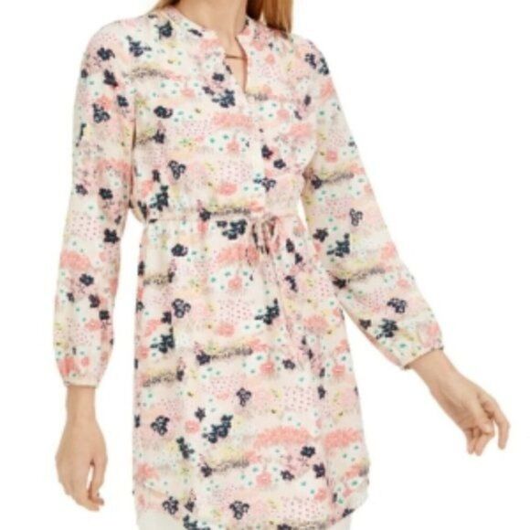 Maison Jules Floral Split Neck Shirtdress Sz S - Picture 9 of 15